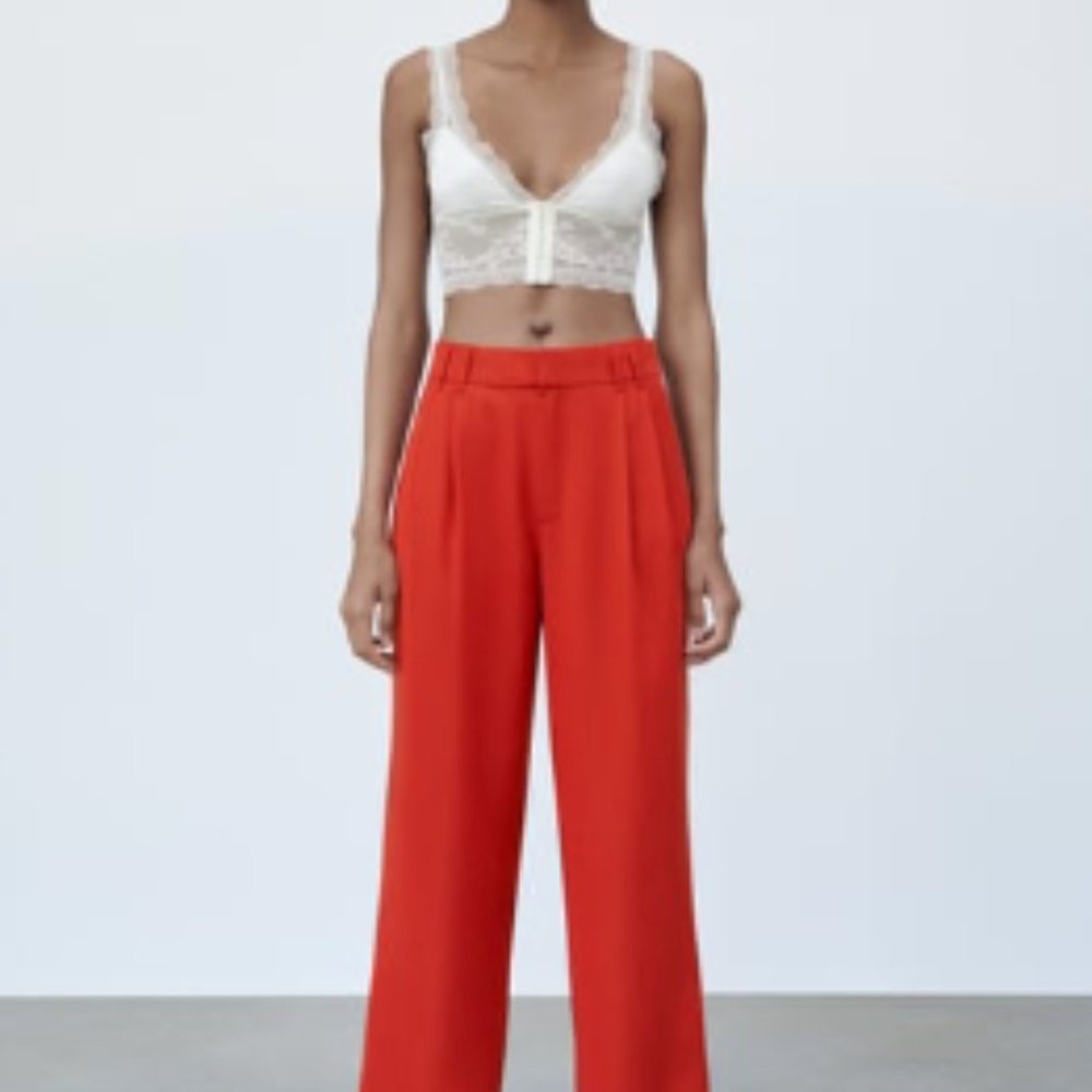 Zara Red Full Length Pant, NWT